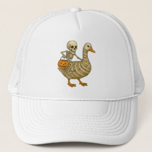 Skeletter Riding Mama Goose Halloween Funny Pumpki Truckerkappe