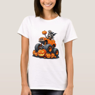 Skeletter Riding Monster Kruck Halloween Pumpkin K T-Shirt