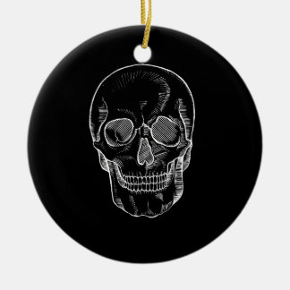 Skelettface auf einem keramik ornament
