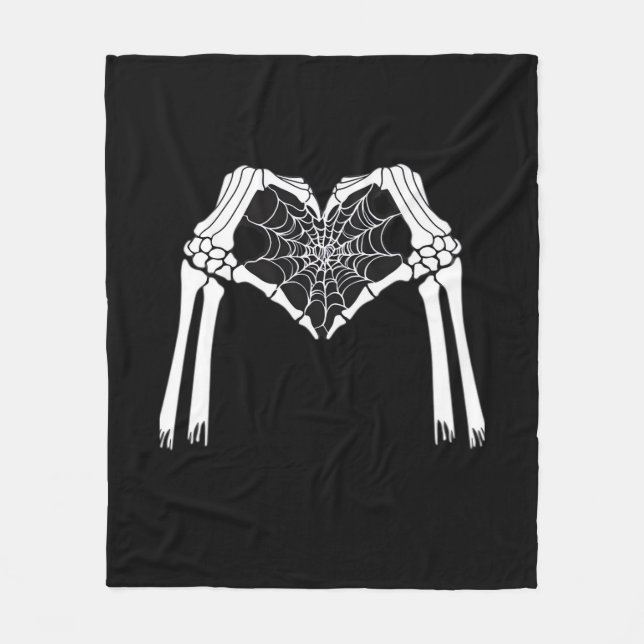 Skelettfächer Cobweb Herz (weiß) Klassisch Fleecedecke (Vorderseite)