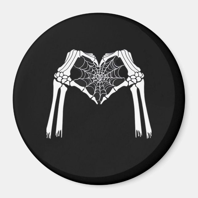 Skelettfächer Cobweb Herz (weiß) Klassisch Magnet (Vorne)