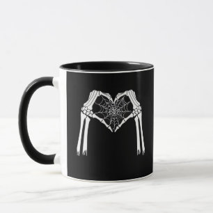 Skelettfächer Cobweb Herz (weiß) Klassisch Tasse