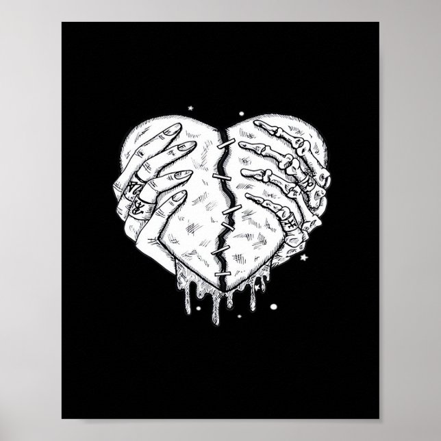 Skelettfächer Herz - Gothic Heart Classic Poster (Vorne)