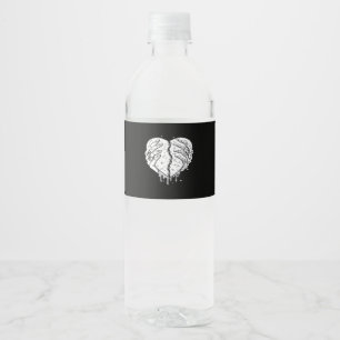 Skelettfächer Herz - Gothic Heart Classic Wasserflaschenetikett