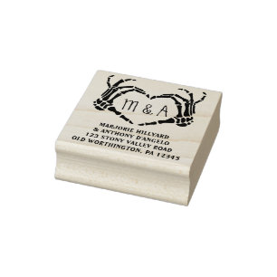 Skelettfächer Herzform Individuelle Rücksendeadr Gummistempel