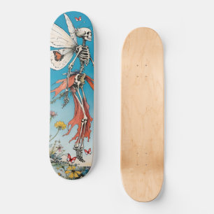 Skelettfairy mit Rotem Rotem Rock und Schmetterlin Skateboard