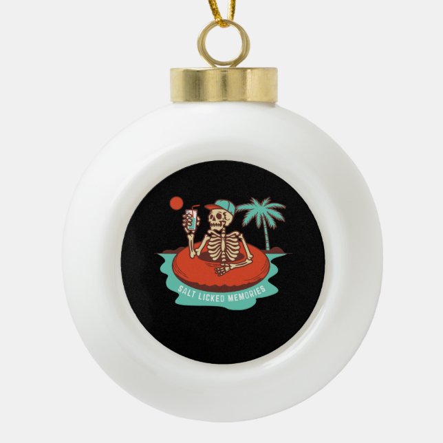 Skelettfanatiker auf einem keramik Kugel-Ornament (Vorderseite)