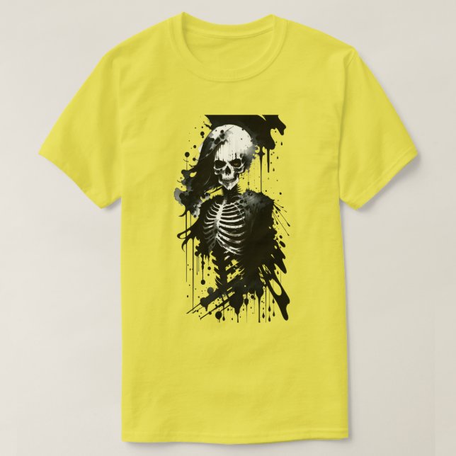 Skelettfarben Spritzer Halloween T - Shirt (Design vorne)