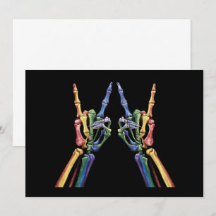 Skelettfelsen Hand LGBTQ Coole Regenbogenflagge Ga Einladung