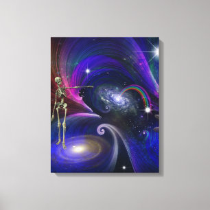 Skelettfiguren im Kosmos Leinwanddruck