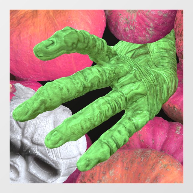 Skelettfingern & Schädel mit Kürbissen für Hallowo Fensteraufkleber (Blatt)