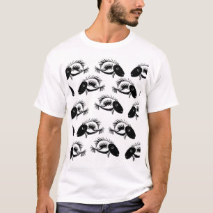Skelettfisch Schwarz Weiß Halloween T-Shirt