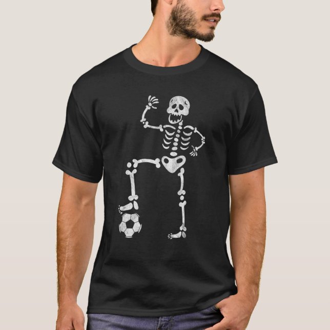 Skelettfußball Halloween Sport Player Co T-Shirt (Vorderseite)