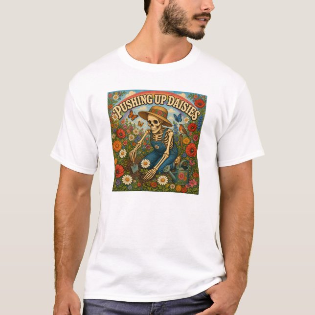 Skelettgarten Gänseblümchen schieben T-Shirt (Vorderseite)