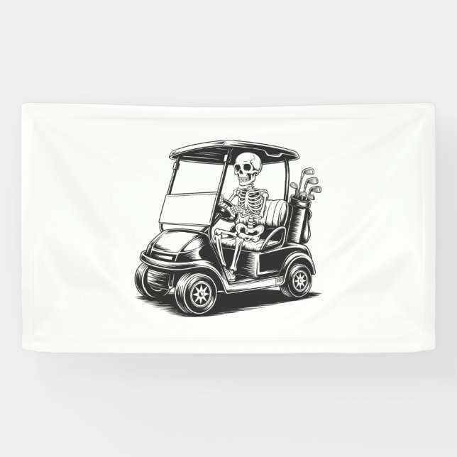 Skelettgolfer Golf spielen Banner (Horizontal)