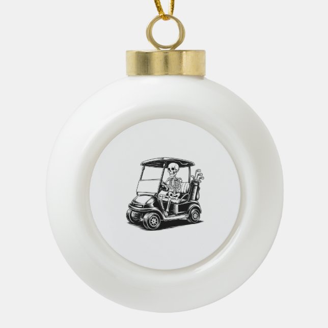 Skelettgolfer Golf spielen Keramik Kugel-Ornament (Vorderseite)
