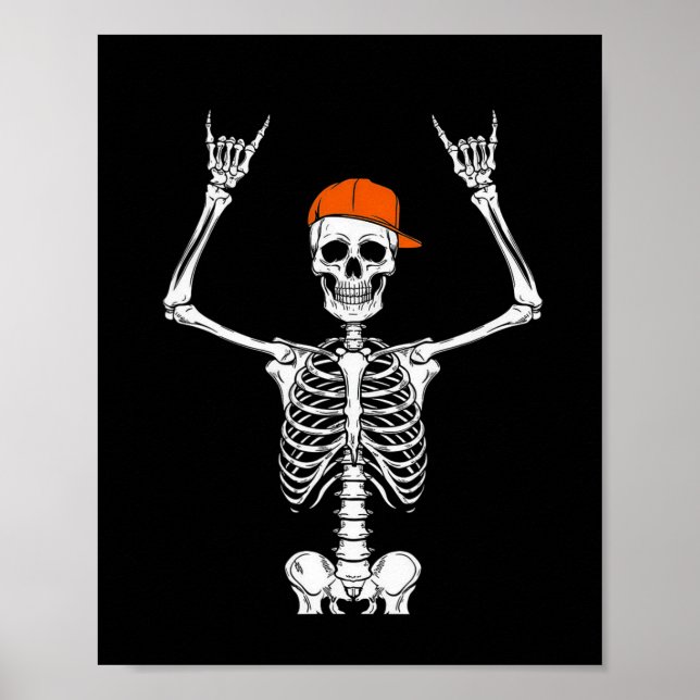 Skeletthafen Skater Cool Halloween Punk Rock Men B Poster (Vorne)