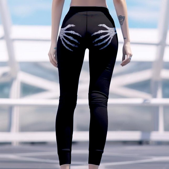 Skeletthand auf Hintern Funny Halloween Black Leggings (Skeleton Hand on Booty Funny Halloween Black Leggings)