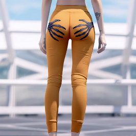 Skeletthand auf Hintern Funny Halloween Orange Leggings
