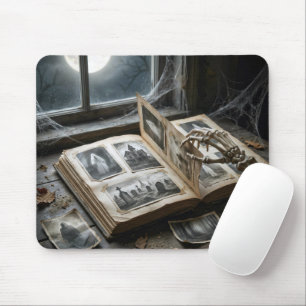 Skeletthand blättert durch ein Fotoalbum Mousepad