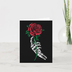 Skeletthand, die ein Rote Rose-Pocket-Halloween hä Karte