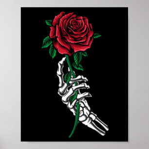 Skeletthand, die ein Rote Rose-Pocket-Halloween hä Poster