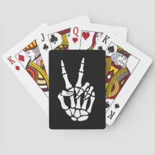 Skeletthand Friedenszeichen Cooler Halloween Spielkarten