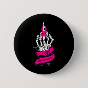 Skeletthand für rosa, sonnige Brustkrebserkrankung Button