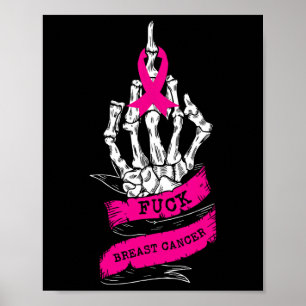 Skeletthand für rosa, sonnige Brustkrebserkrankung Poster