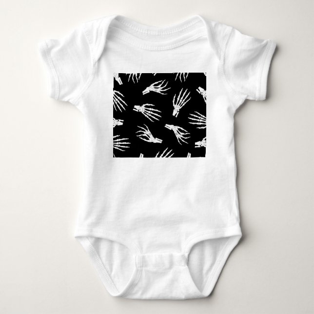 Skeletthand: Halloweenknochenmuster. Baby Strampler (Vorderseite)