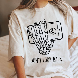 Skeletthand hält Telefon Schau nicht zurück Zitat Tri-Blend Shirt