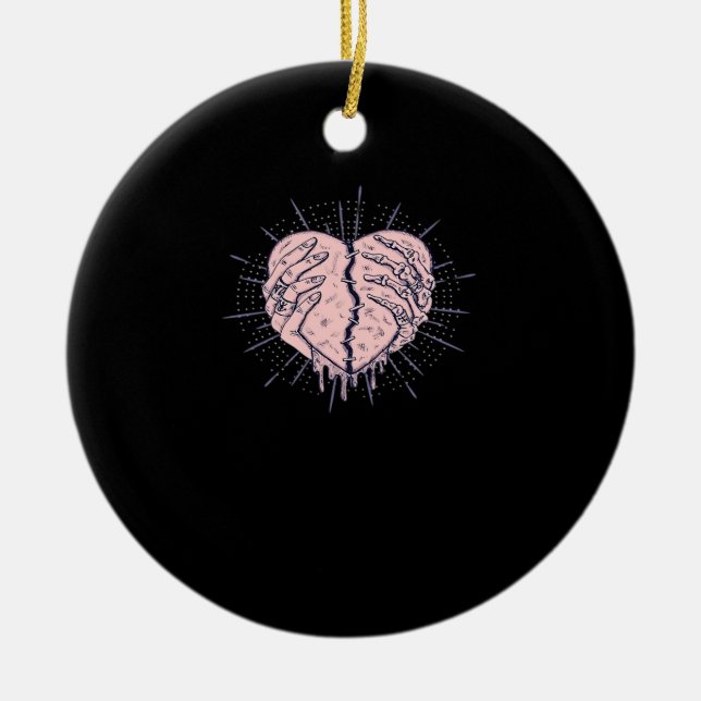 Skeletthand mit Herz-Klassik Keramik Ornament (Vorne)