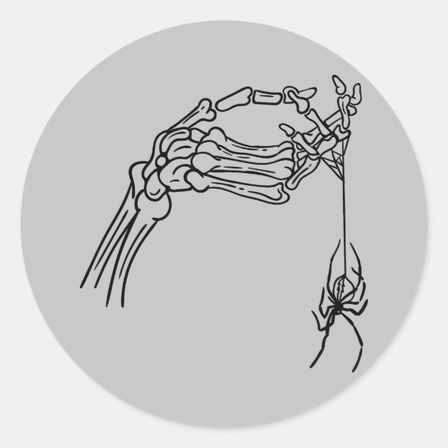 Skeletthand mit Spidersticker Runder Aufkleber (Vorderseite)