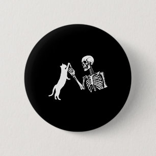 Skeletthand Playing Cat Funny Halloween Kostüm Button