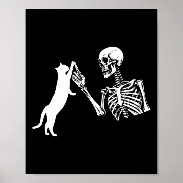 Skeletthand Playing Cat Funny Halloween Kostüm Poster (Vorne)