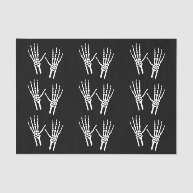 Skeletthand-Silhouetten auf schwarzem Halloween Seidenpapier (Vorderseite)