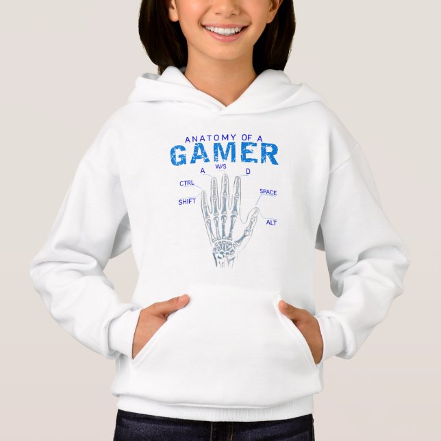 Skeletthandanatomie für Gamer - Tastatur Hoodie (Vorderseite)