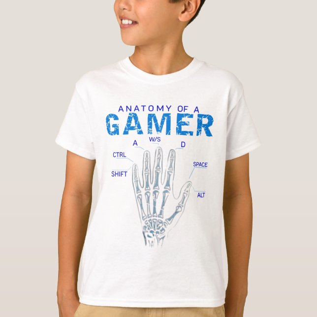 Skeletthandanatomie für Gamer - Tastatur T-Shirt (Vorderseite)