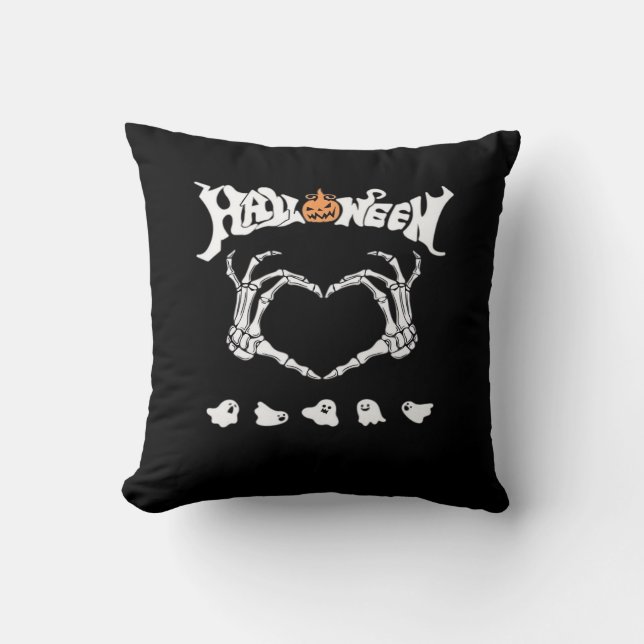 Skeletthandschuh mit Halloween-Design Kissen (Vorderseite)
