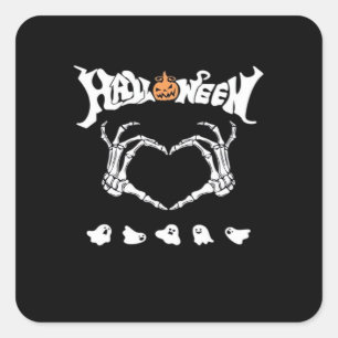 Skeletthandschuh mit Halloween-Design Quadratischer Aufkleber