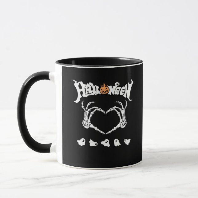 Skeletthandschuh mit Halloween-Design Tasse (Links)