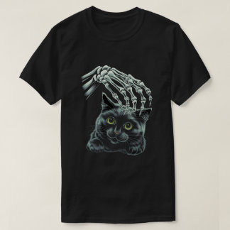 Skeletthandschuh Schwarze Katze Pet zu Halloween T-Shirt