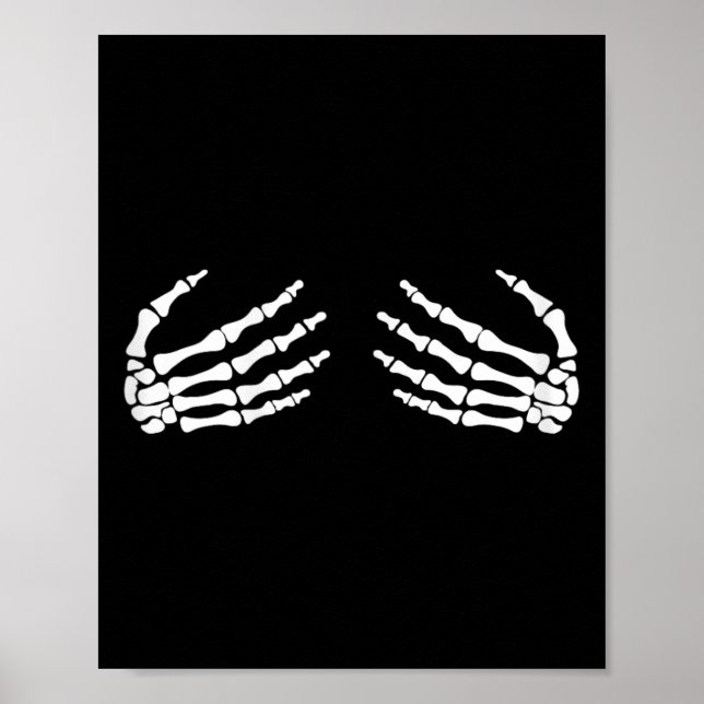 Skeletthandschuhe auf Brustkorb - Hexengeschenk Poster (Vorne)