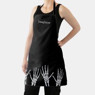 Skeletthandschuhe auf Schwarz mit Individuelle Nam Schürze