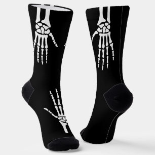 Skeletthandschuhe auf schwarz-schokigem Halloween Socken