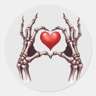 Skeletthandschuhe, die Heart Shape Sticker formen