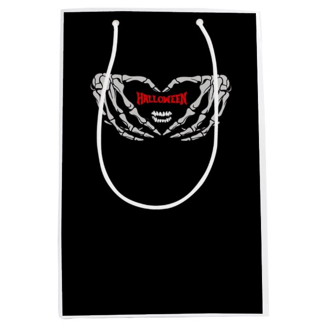 Skeletthandschuhe falten sich in einem Herzen. Fun Mittlere Geschenktüte (Vorderseite)