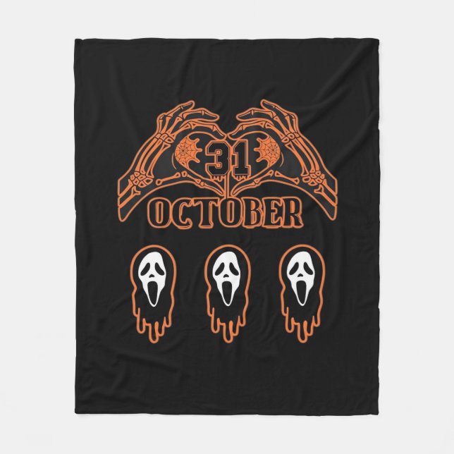 Skeletthandschuhe für klassisches Halloween Fleecedecke (Vorderseite)