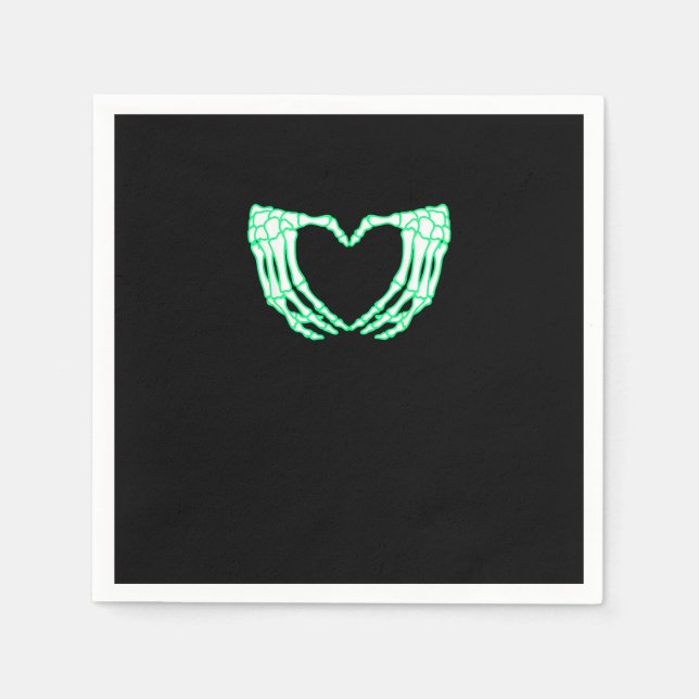 Skeletthandschuhe, Herz, Halloween-Kostüm Serviette (Vorderseite)