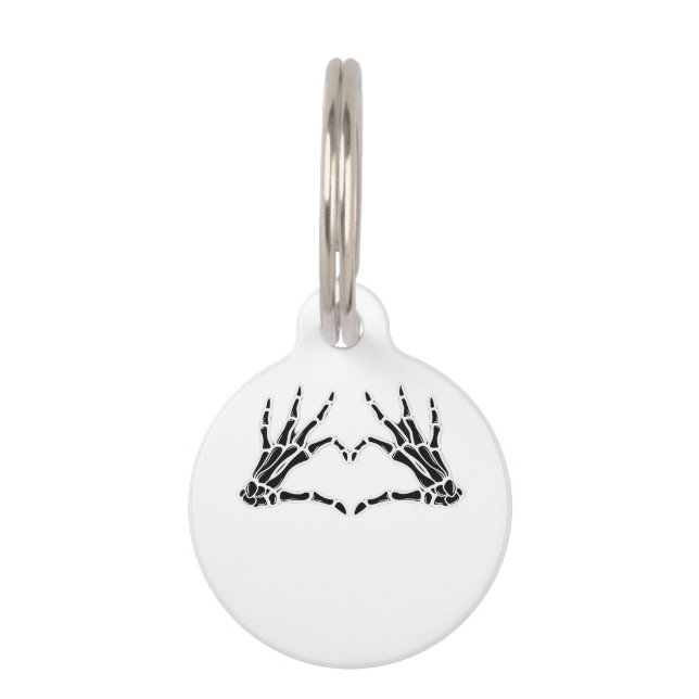 Skeletthandschuhe in Herzform - Einzigartige Kunst Haustiermarke (Vorderseite)